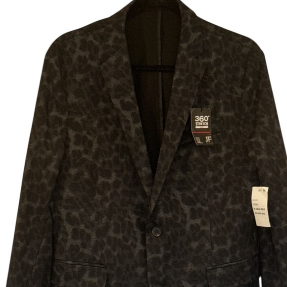 JF J. Ferrar Gray Leopard 360 Stretch Knit Blazer Slim Fit Size M 38/40 Reg - Picture 3 of 11